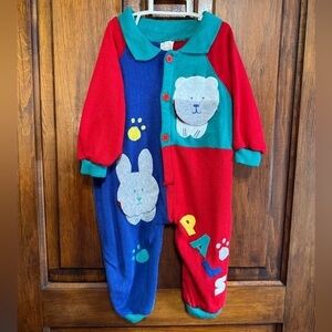 Hush Puppies Red and Blue Animal Print Footie